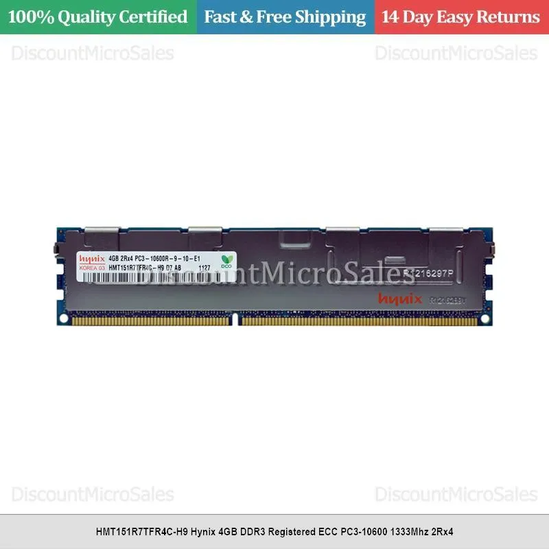 Модуль памяти Hynix 4GB PC3-10600R 1333MHz DDR3 ECC Server RAM HMT151R7TFR4C-H9 