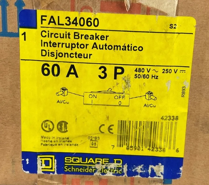Автоматический выключатель Square D 60 Amp 18kA@480V Max Circuit breaker FAL3406