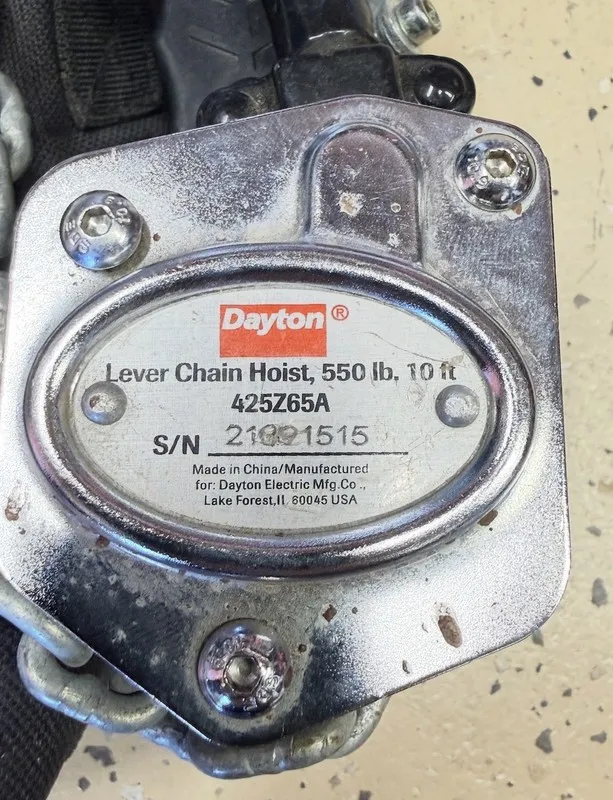 Таль Dayton 425Z65 Lever Chain Hoist, 550 Lb Load Capacity, 10 Ft Hoist Lift, 13
