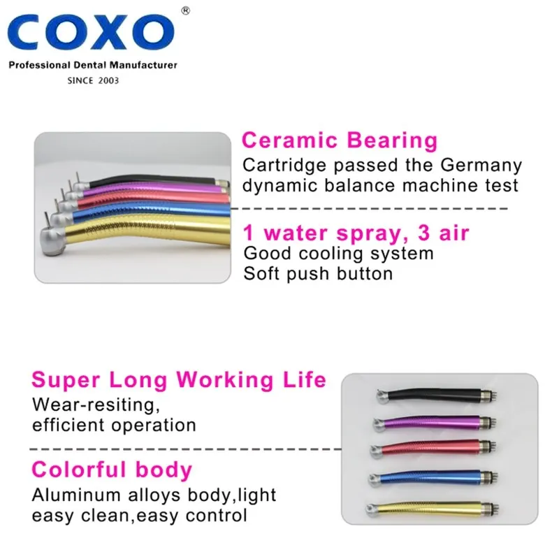 Стоматологический наконечник US COXO Dental CX207-C Anti-retraction Air Turbine  — фото лота 2