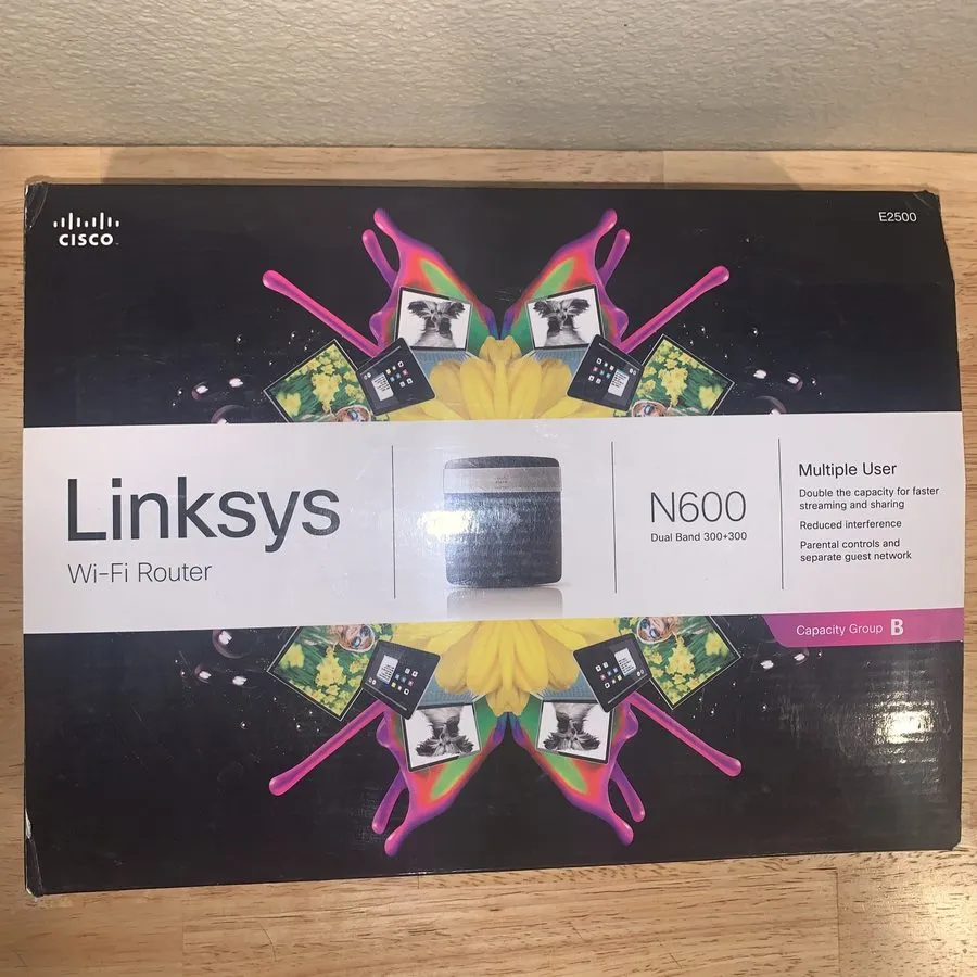 Маршрутизатор Linksys N600 Dual-Band 300+300 Mbps 4-Port Wireless N Router (E250