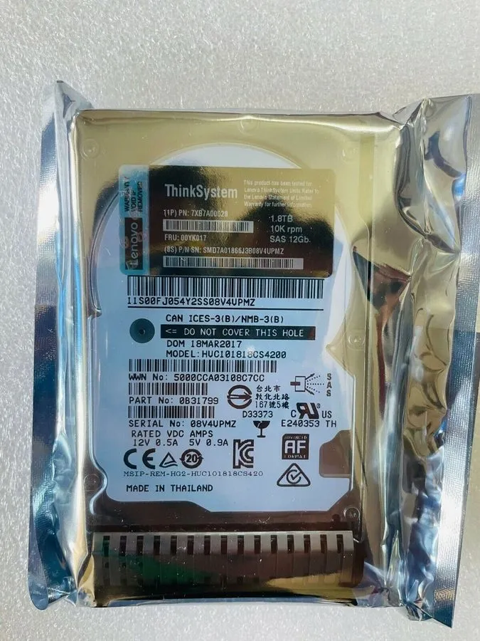 Сервер 7XB7A00028 Lenovo ThinkSystem 00YK017 2.5" 1.8TB 10K SAS 12G HDD Hard Dri