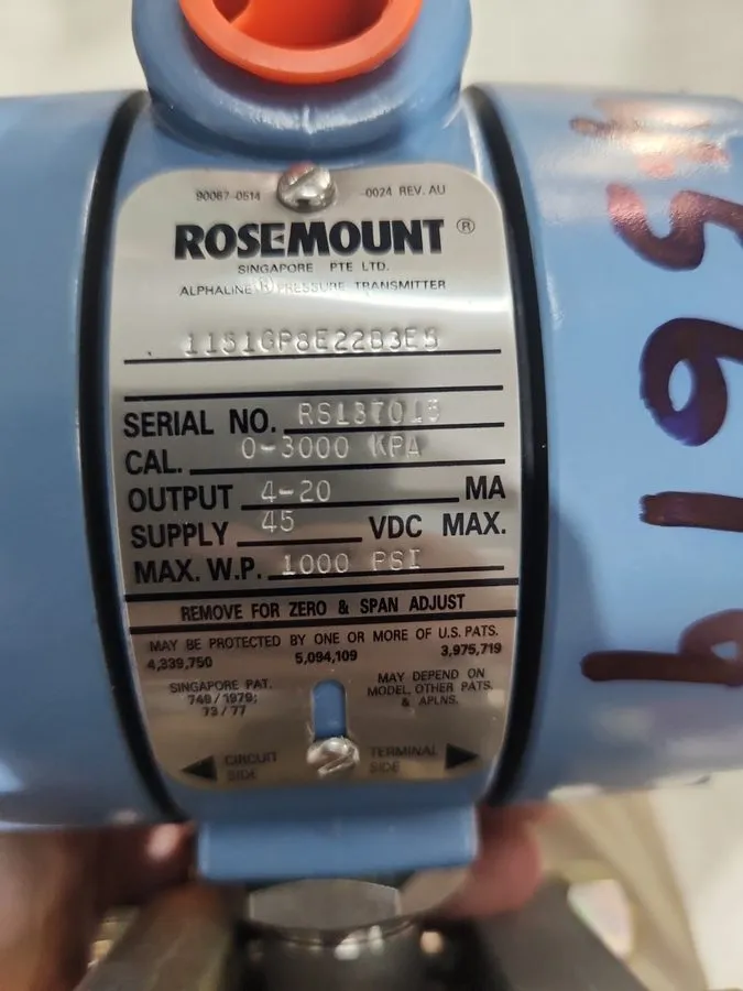 Датчик давления Rosemount 1151 GP8E22B3E5 ALPHALINE Pressure Transmitter 1000PSI — фото лота 2