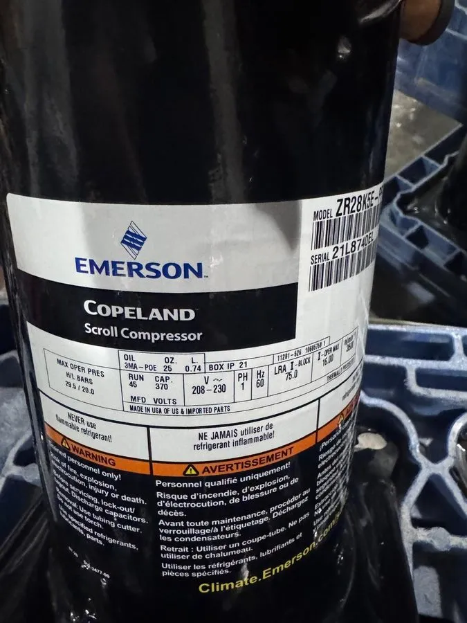 Компрессор Copeland Compressor ZR28K5E-PFV-130 2.5 Tons R22, R407C 208-230/1/60