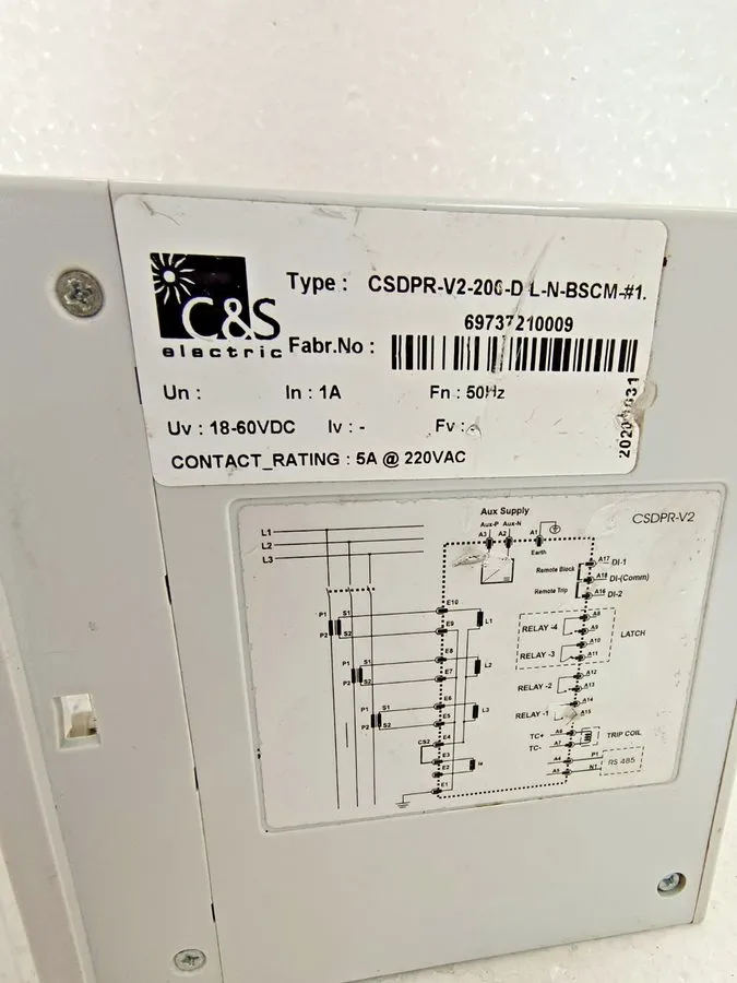 Реле защиты C&S Electric CSDPRV2 200-D L-N-BSCM-#1 powered protection relay 5A 2 — фото лота 2
