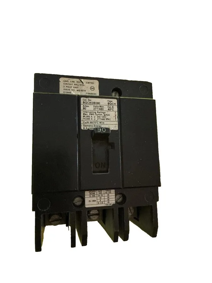 Автоматический выключатель BQCH3B090 SIEMENS 90A AMP 3P POLE 14kA@277/480V BOLT  — фото лота 1