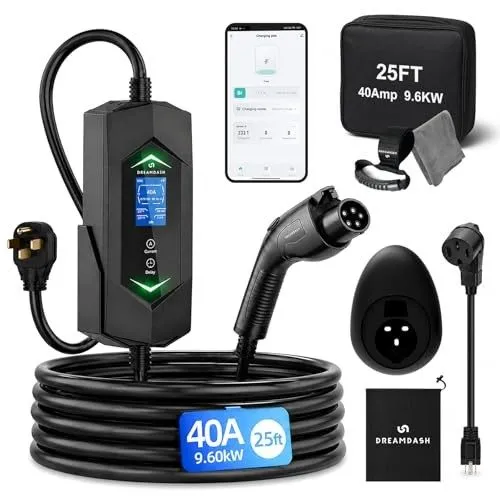 Аккумулятор Level 2 EV Charger 40A(WiFi APP),240V NEMA 14 40A,NEMA14-50,J1772+Wi