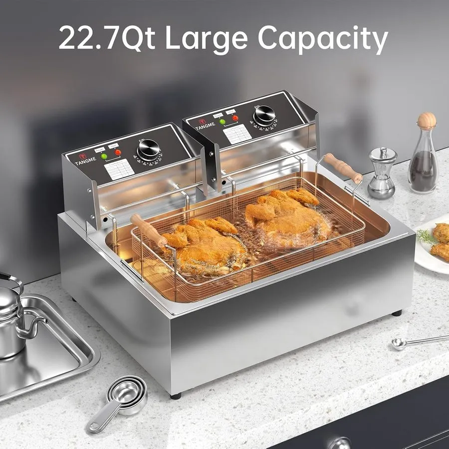 Фритюрница Commercial Deep Fryer,3400w Electric Countertop Fryer W/ 3 Baskets 22 — фото лота 1