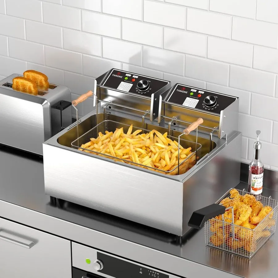 Фритюрница Commercial Deep Fryer,3400w Electric Countertop Fryer W/ 3 Baskets 22 — фото лота 2