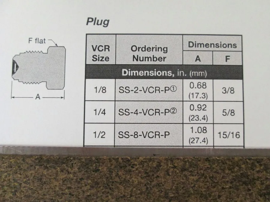 Фитинг Swagelok SS-8-VCR-P 316 Stainless Steel VCR Face Seal Fitting FNSP