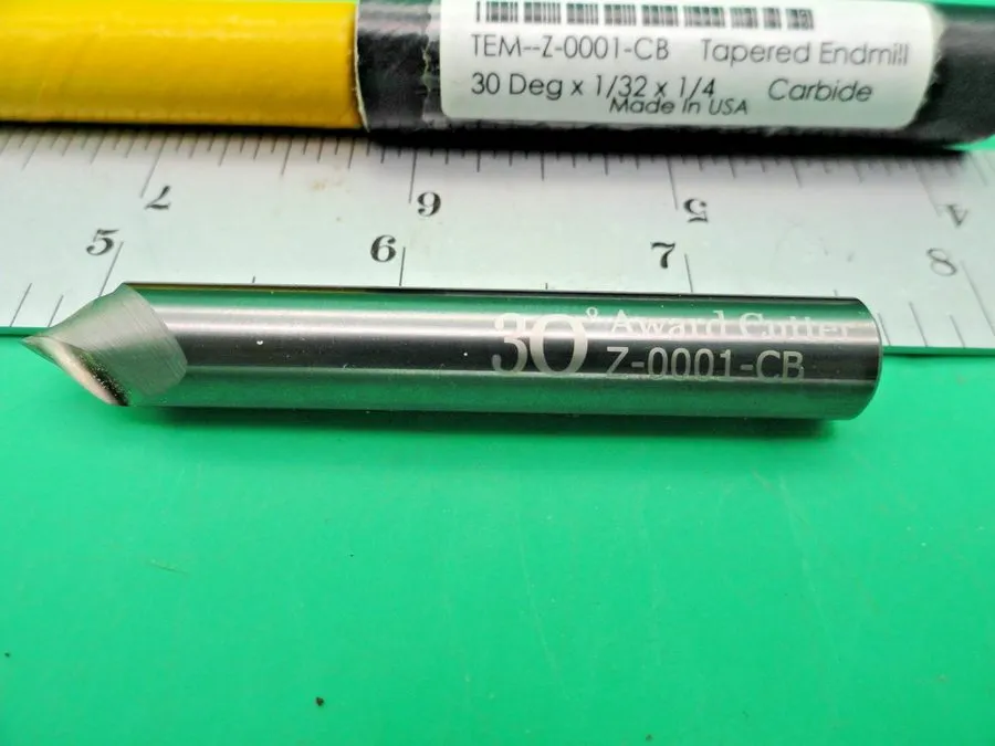 Режущий инструмент 30deg.x1/32x1/4"END MILL CARBIDE AWARD TEM-Z-0001-CB — фото лота 2