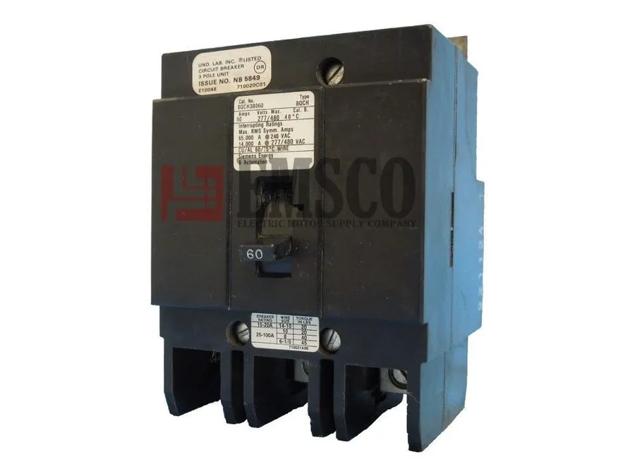 Автоматический выключатель Siemens BQCH3B060 Bolt-On Circuit Breaker 3 Pole 60 A