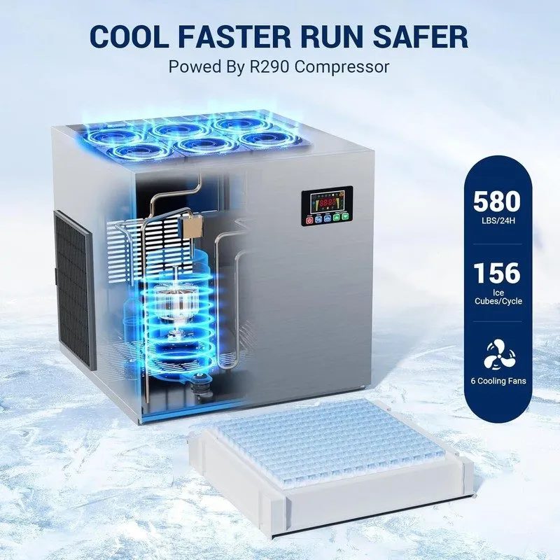 Льдогенератор Commercial Ice Machine 580Lbs/24H 400Lbs Storage Capacity