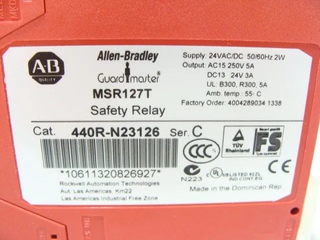 Реле безопасности Allen Bradley 440R-N23125 MSR127T Guard Master Safety Relay
