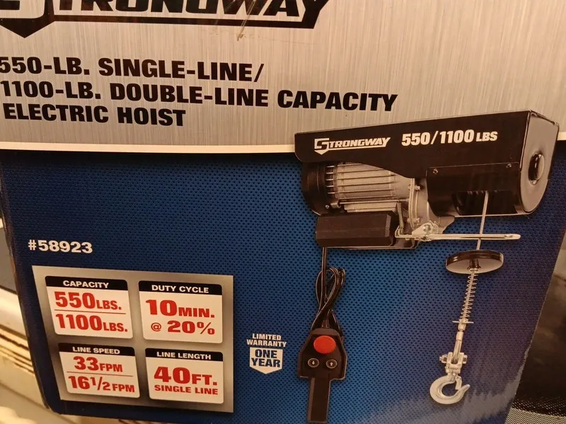 Таль Strongway 550lb Single-line/1100lb Double-line Capacity Electric Hoist — фото лота 2