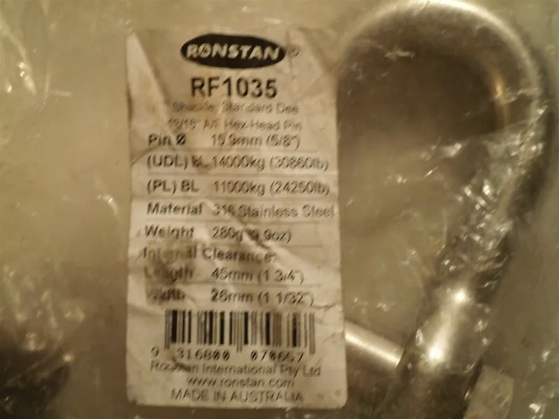 Такелажная скоба RONSTAN RF1035 D-Shackle,12,125 lb,316 Stainless Steel 5GAA5