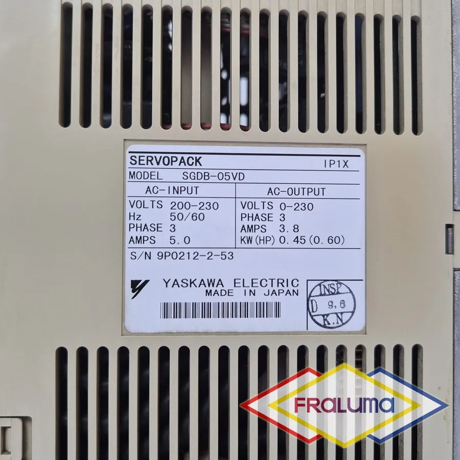 Сервопривод Yaskawa SGDB-05VD Servopack Servo Drive 200-230VAC 0-230VAC 3PH 0.60
