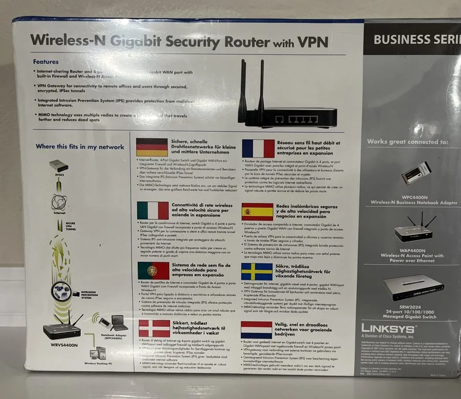 Маршрутизатор Cisco WRVS4400N 4-Port Gigabit Wireless N Router Business Series L