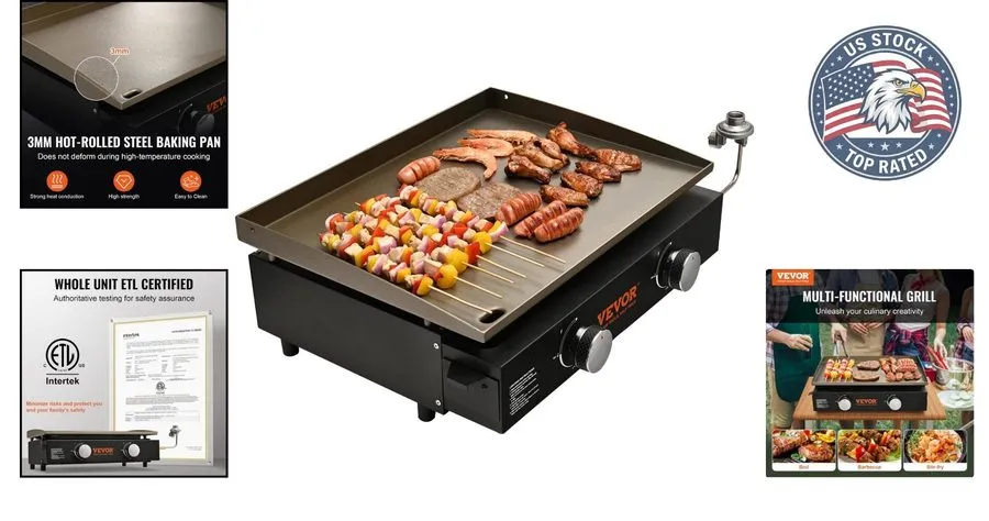 Гриль 22.4-Inch Heavy-Duty Manual Griddle Portable Gas Grill — фото лота 1