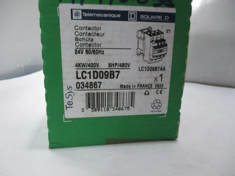 Контактор Schneider Electric LC1D09B7 TeSys D Contactor 3P 9A 4kW Coil 24V AC 50