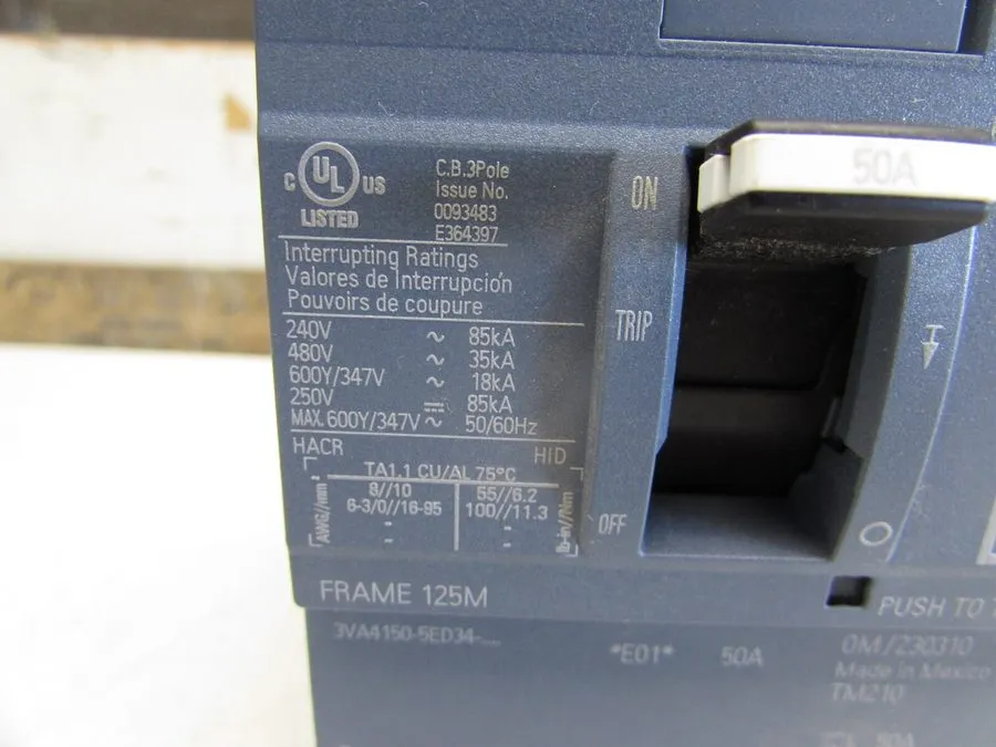 Автоматический выключатель Siemens 3va4150-5ed34-0aa0 50amp circuit breaker type