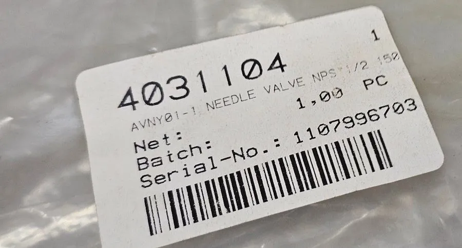 Клапан Swagelok SS-18RS8 needle valve shipping