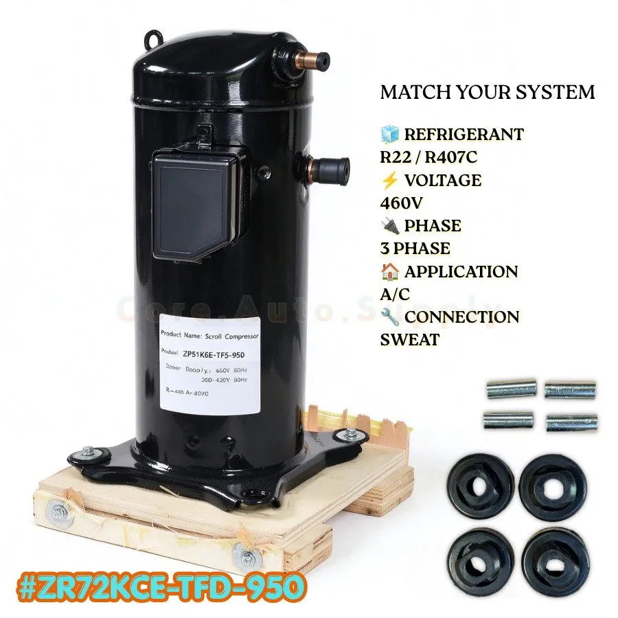 Компрессор AC SCROLL Compressor ZR72KCE-TFD-950 3PH R-22 72000 BTU — фото лота 2