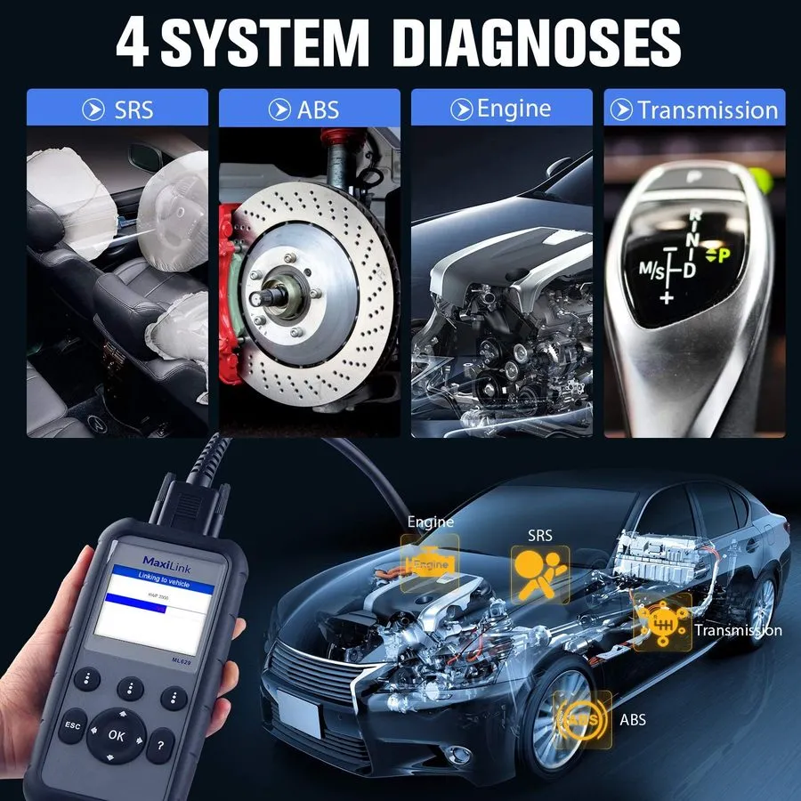 Диагностический сканер 2026 Autel ML629 OBD2 Scanner, ABS SRS Engine Transmissio — фото лота 1