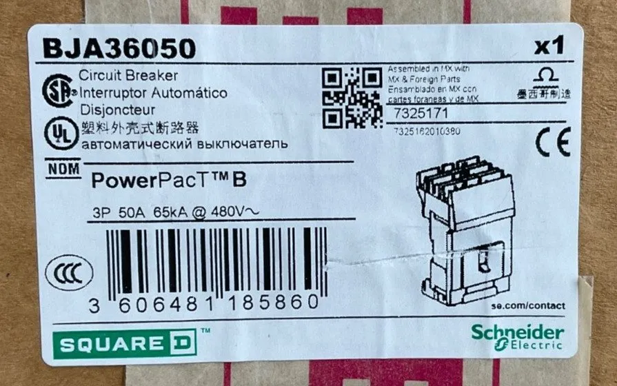 Автоматический выключатель SQUARE D BJA36050 POWERPACT CIRCUIT BREAKER I-LINE 3P