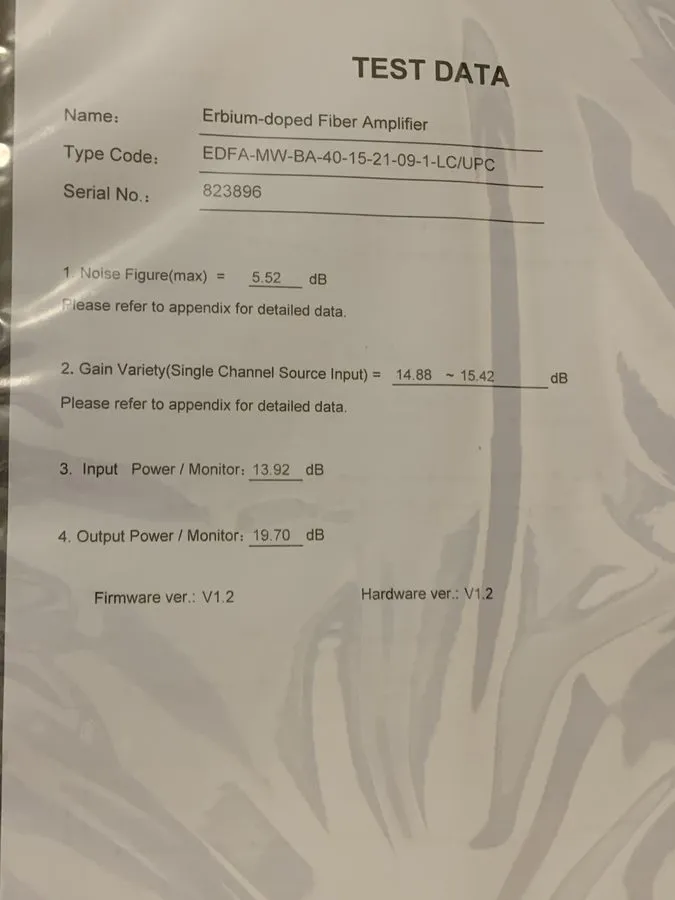 Оптический модуль EDFA Fiber Amplifier EDFA-MW-BA-40-15-21-09-1-LC/UPC Optical B