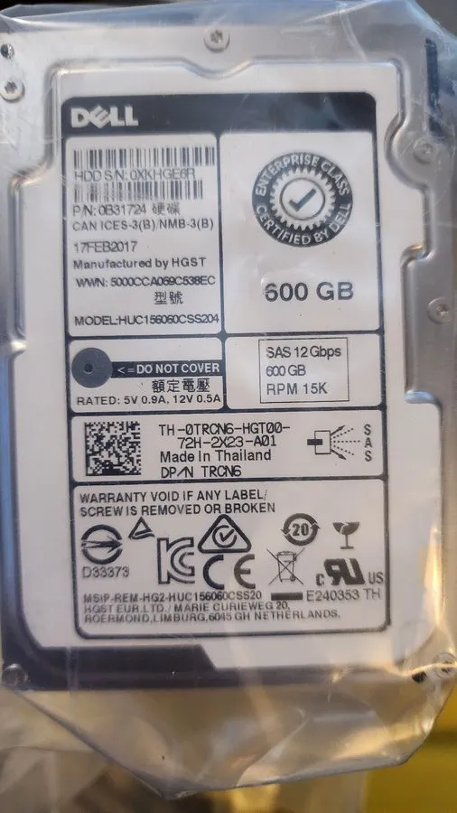 Сервер 0B31724 DELL HUC156060CSS204 600GB 15K RPM 6Gb/s 2.5" SAS SERVER HDD Hard — фото лота 1