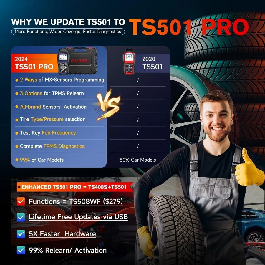 Датчик давления Autel MaxiTPMS TS501 Auto Diagnostic Tool Scanner Program Tire P — фото лота 2