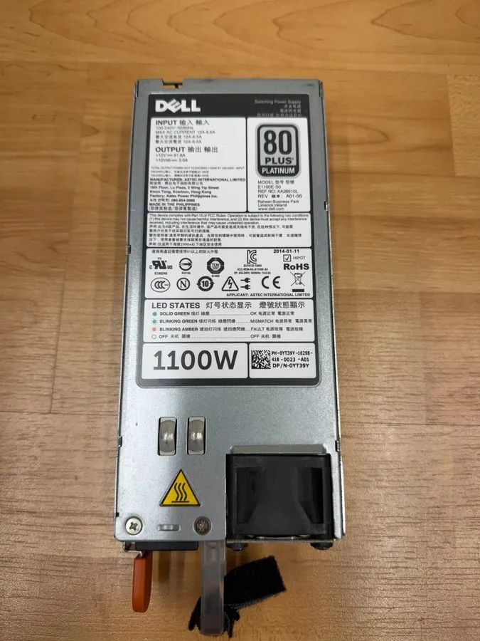 Блок питания 1100W DELL POWER Supply T320 T420 T620 R520 R620 R820 0YT39Y GYH9V 