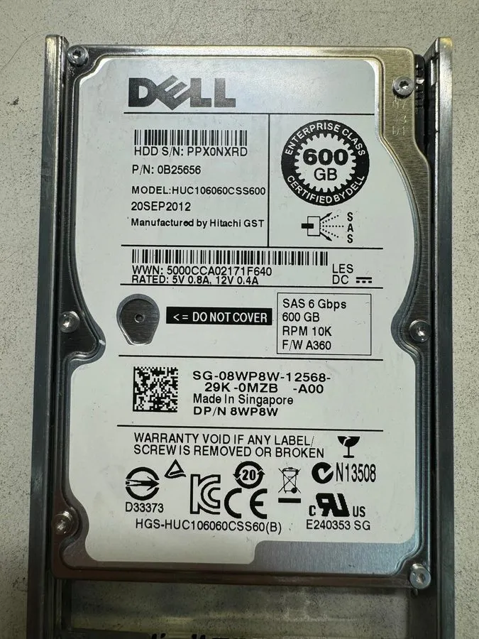 Жёсткий диск DELL 8WP8W HUC106060CSS600 0B25656 600GB 10K RPM Cache 64MB 6 Gb/s 