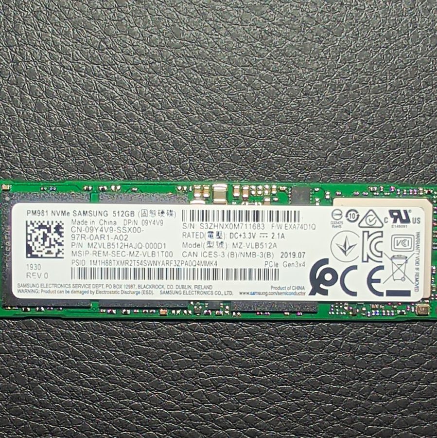 SSD-накопитель 512GB NVMe PCIe M.2 2280 SSD Samsung PM981 94% 97% Health