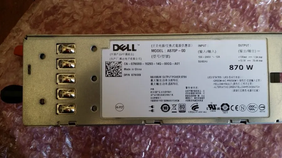 Блок питания Dell PowerEdge Server PSU 870W 80 Plus Hot-Swap 1U A870P-00 07NVX8