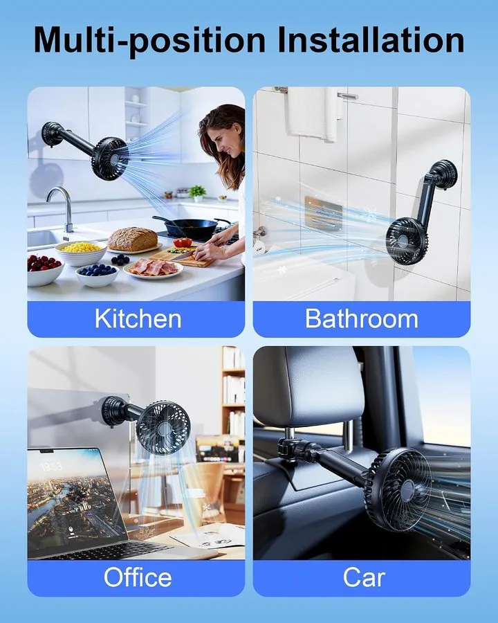Анализатор цепей 5000mAh Rechargeable Suction Cup Fan