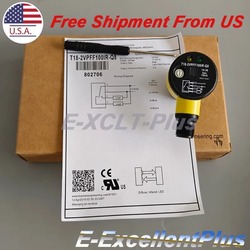 Фотоэлектрический датчик Banner Photoelectric Sensor T18-2VPFF100IR-Q8 10-30VDC