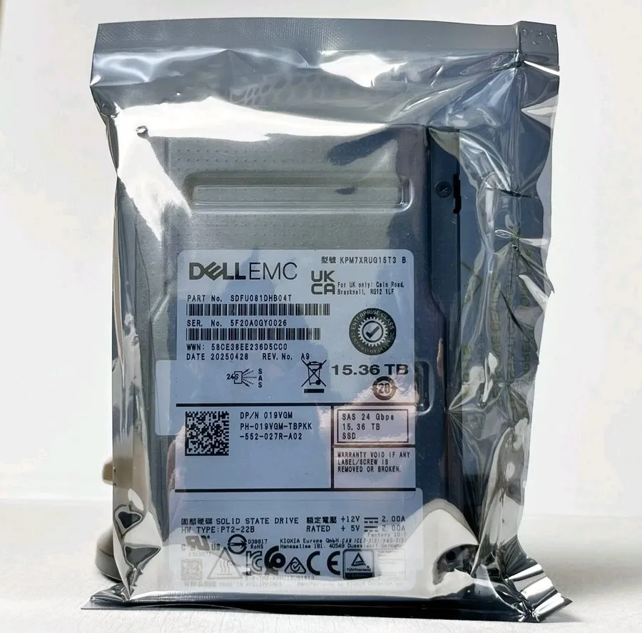 SSD-накопитель Dell/Kioxia 15.36TB SAS-4 24Gb/s 3D TLC 1 DWPD 2.5" Enterprise SS — фото лота 1