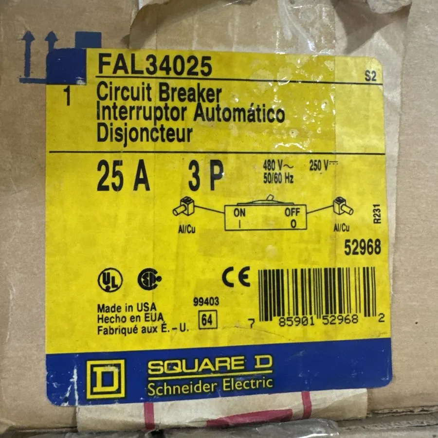 Автоматический выключатель SQUARE D FAL34025 3pole 25 AMP 480V CIRCUIT BREAKER