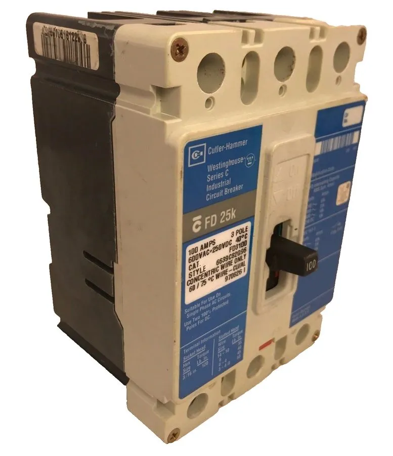 Автоматический выключатель EATON CUTLER HAMMER FD3100 100 AMP 600 VOLT CIRCUIT B