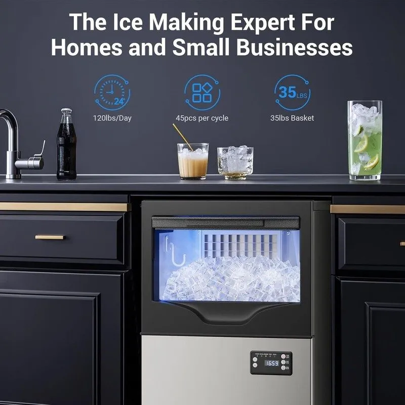 Льдогенератор 120lbs/24H Commercial Ice Maker Machines with 35 lbs Storage