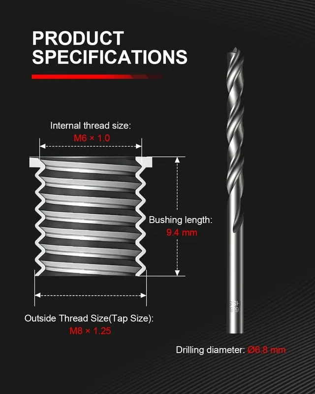 Режущий инструмент Drill Tap Set M6x1.0 Tap 5.0mm Drill Bit Kit M2 HSS Metric Me — фото лота 2