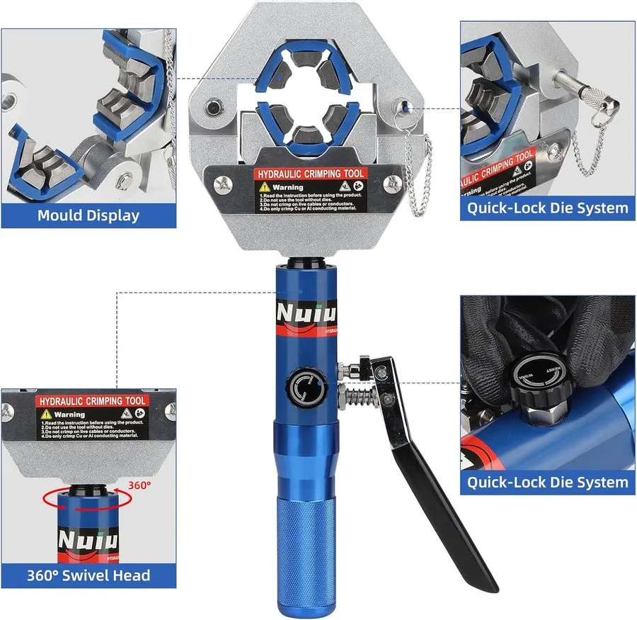Трубопроводная арматура Nuiu FS-7842A Hydraulic Hose Crimper Kit 8T 17 inches x 