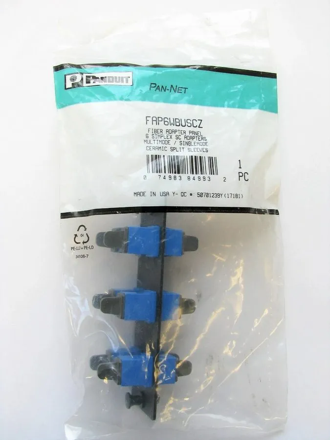 СКС-оборудование Panduit FAP6WBUSCZ Panel 6 SC Simplex Adapters Singlemode/SM OS