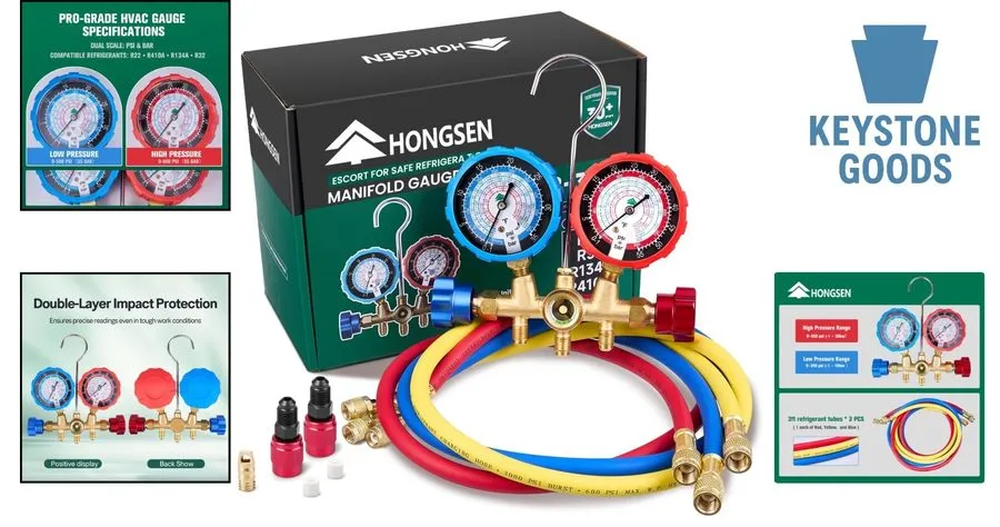 Манометрический коллектор HVAC Manifold Gauge Set with Brass Body & Explosion-Pr — фото лота 1