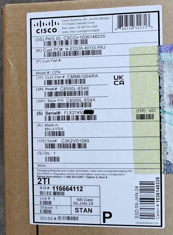 Маршрутизатор Cisco C8500L-8S4X CISCO 8500 8 X 1GE, 4 X SFP, 4 X 10GE