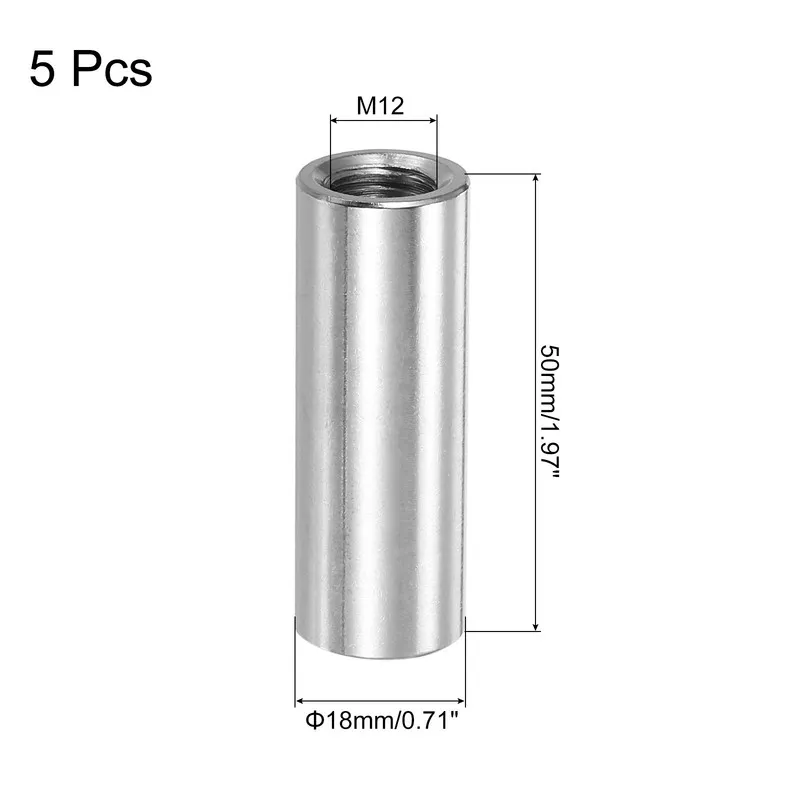 Датчик M12x1.75mm Round Coupling Nuts, 50mm Stainless Steel Connector Nut — фото лота 1