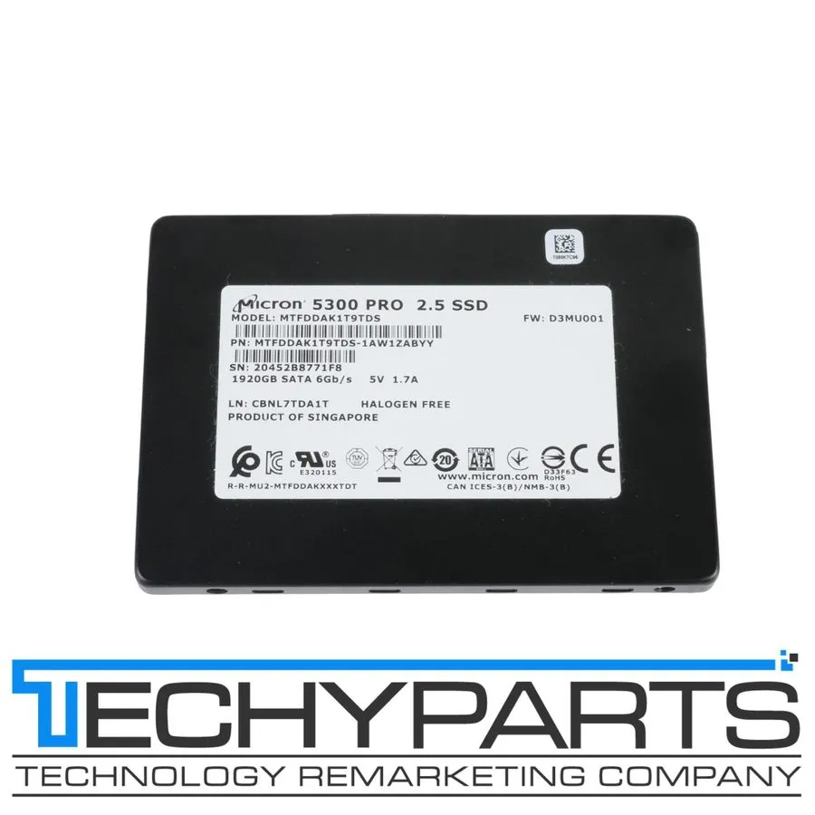 SSD-накопитель Micron 5300 PRO 1.92TB 2.5" SATA SSD MTFDDAK1T9TDS-1AW1ZABYY,3357