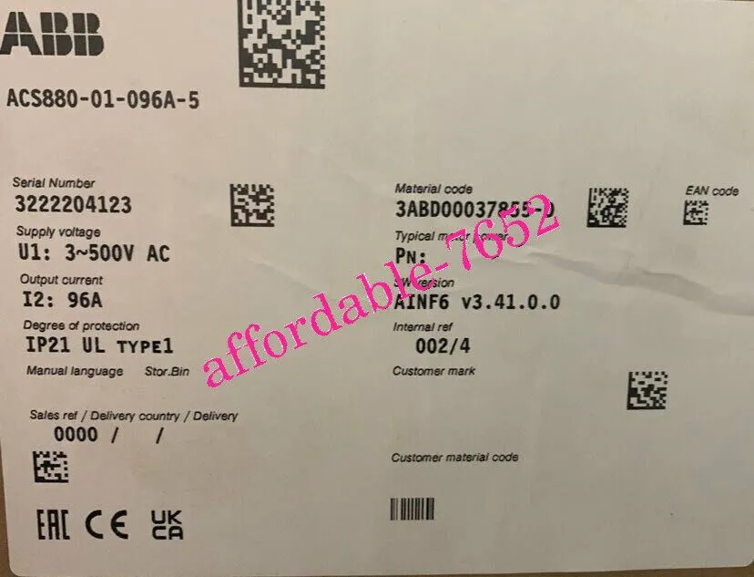 Частотный преобразователь ABB Variable Frequency Drive ACS880-01-096A-5 DHL or F